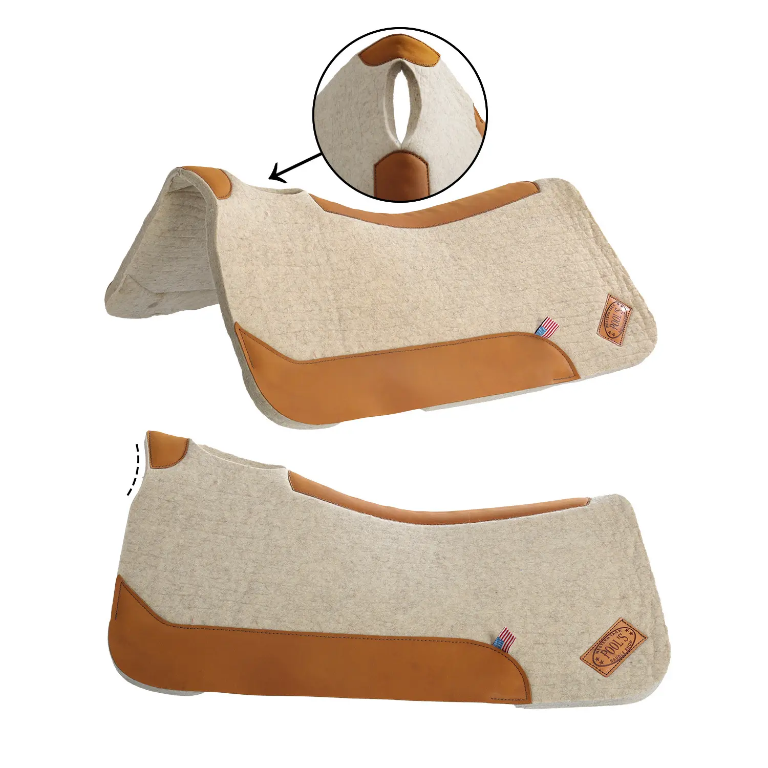 Tapis de selle pour cheval 3/4 en feutre de laine Pool's
