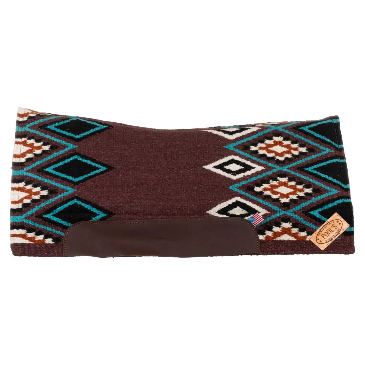 Tapis De Selle Showman - Feutre Mémoire 34x36 - Couleurs Sarcelle/turquoise/marron - Neuf
