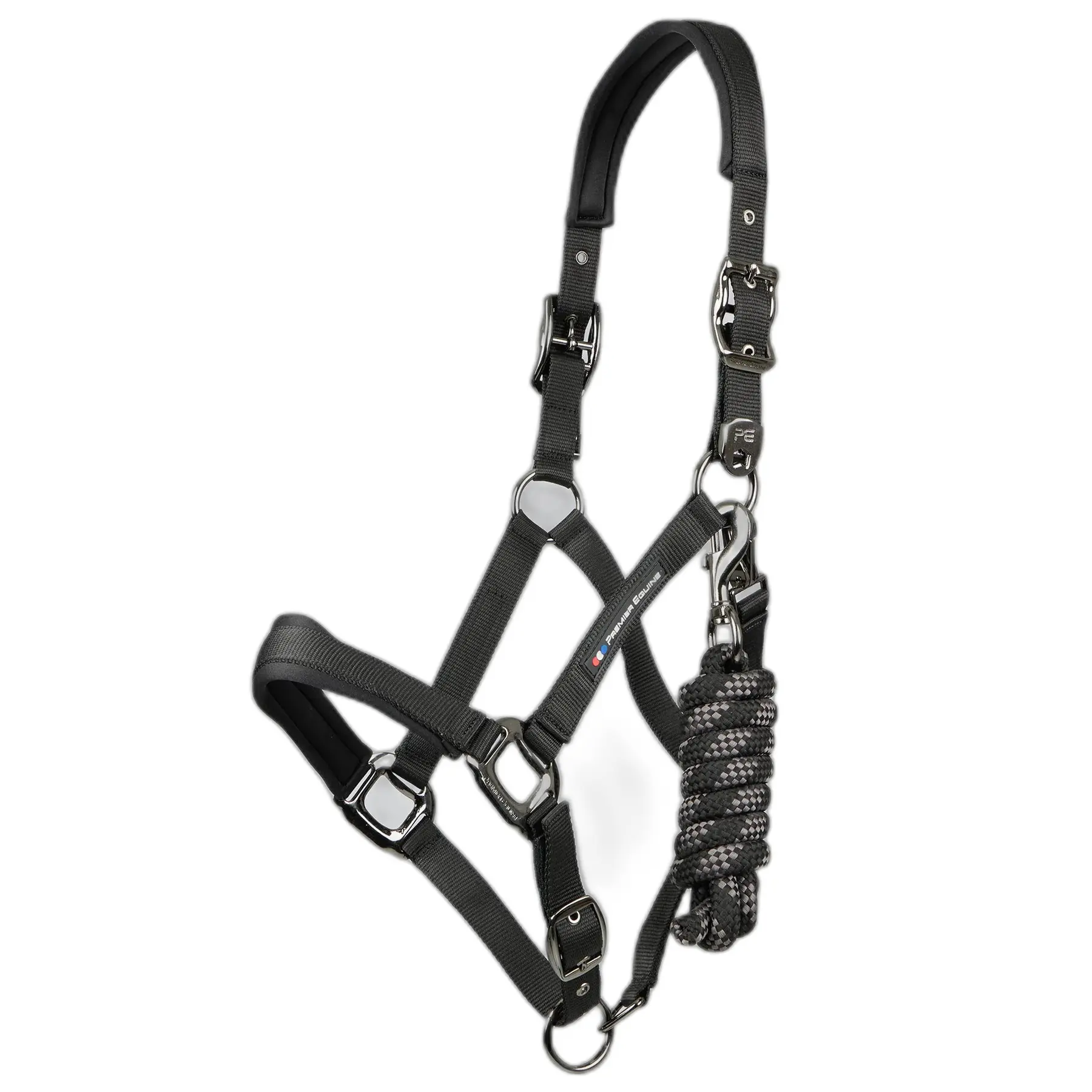 Premier Equine Noir Nylon Halter For Horse Corda