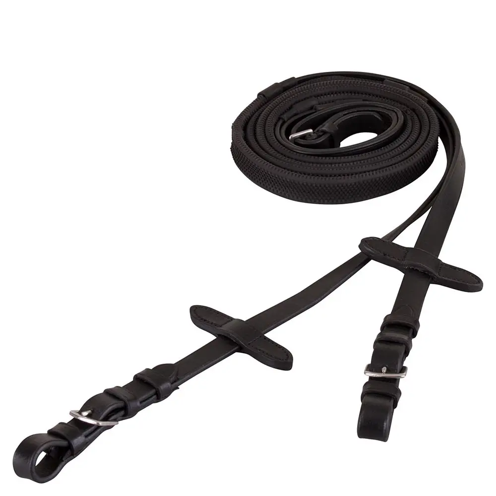 Premiere Noir Rubber Horse Reins With Buckle Fastening