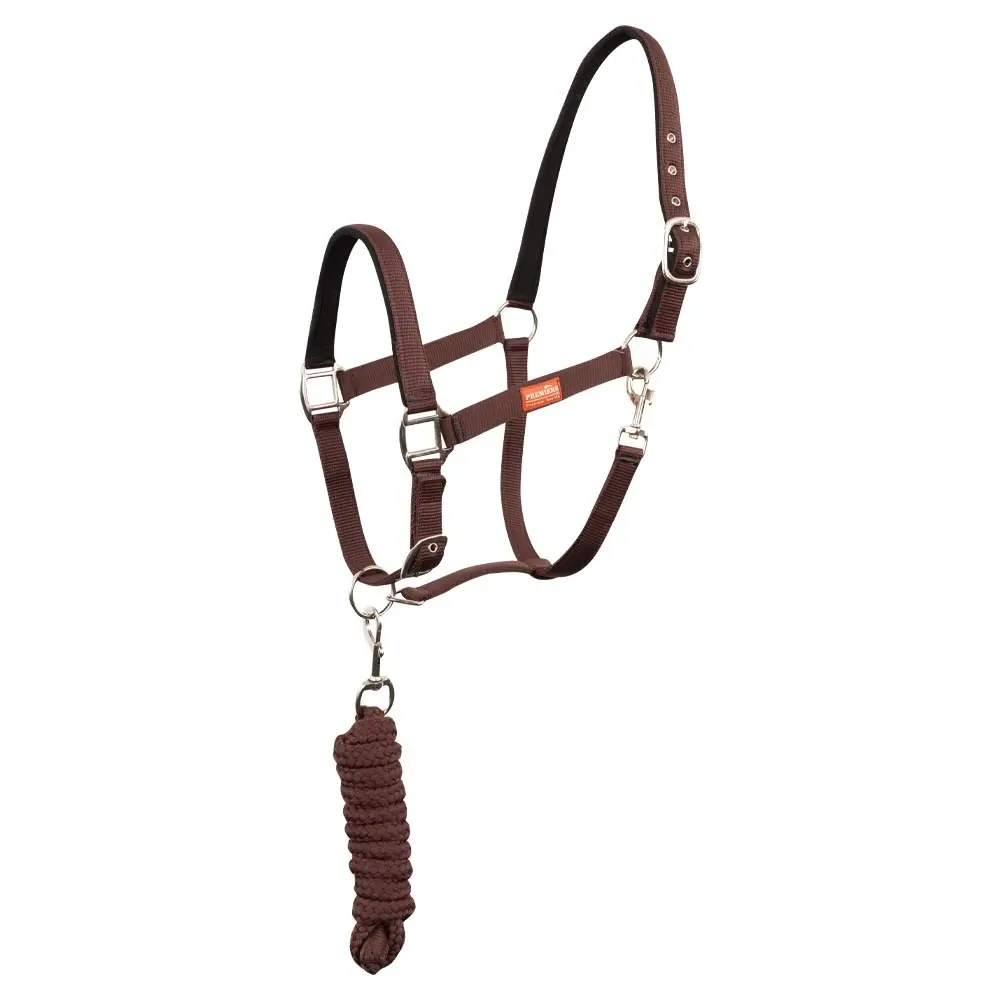 Premiere Marron Halter And Lead Rope Set For Horse Equitation