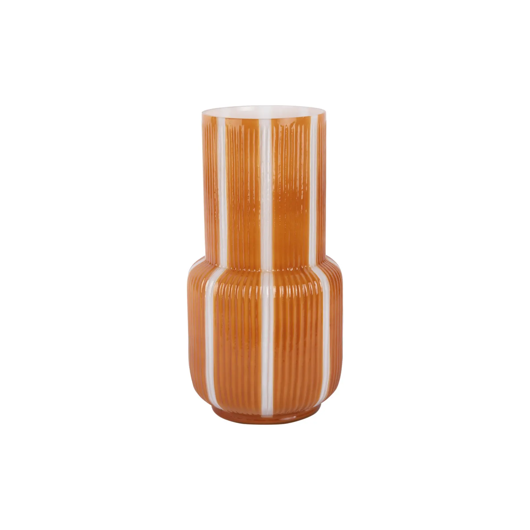 Present Time Orange Vase Rayado Retro High