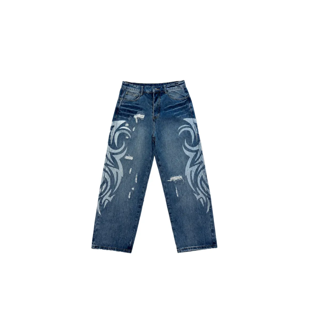 Jeans mit tribal Muster und zerrissenen Details Project X Paris