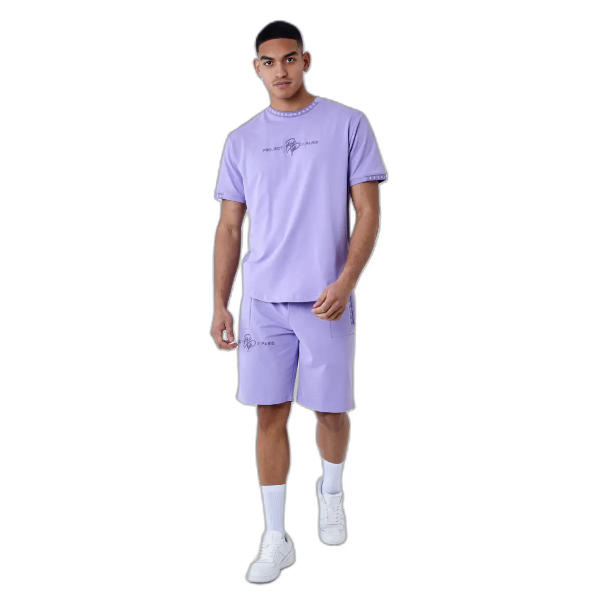 T-shirt tinta unita con striscia logo