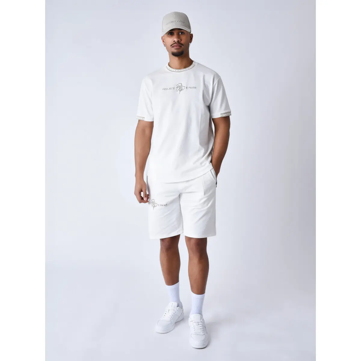 T-shirt  con banda logo a contrasto