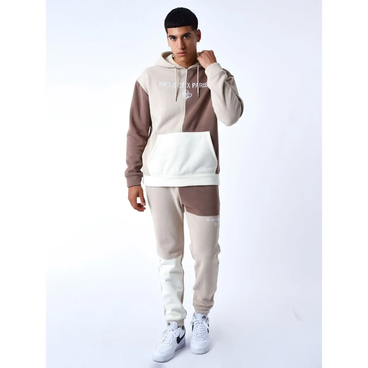 Pantaloni jogging tricolore in maglia