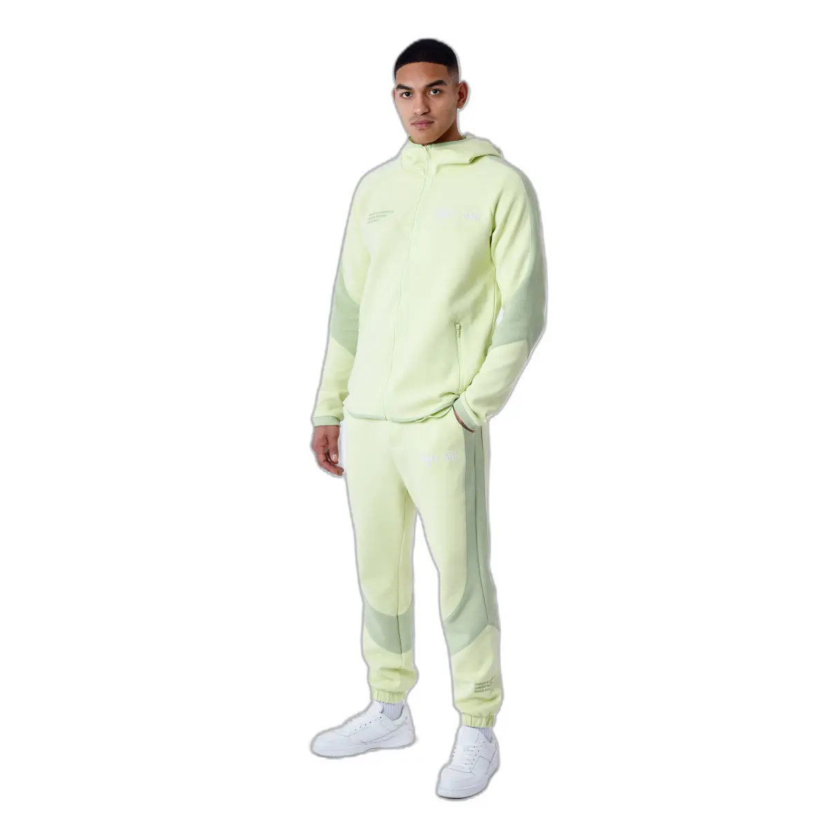 Felpa con cappuccio zip a due toni