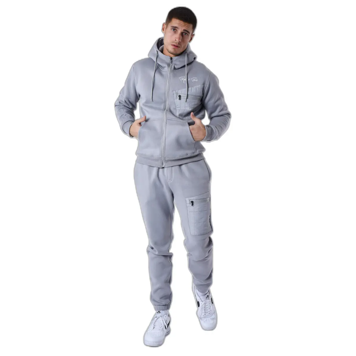 Giacca sportiva con cappuccio e pannello bimateriale