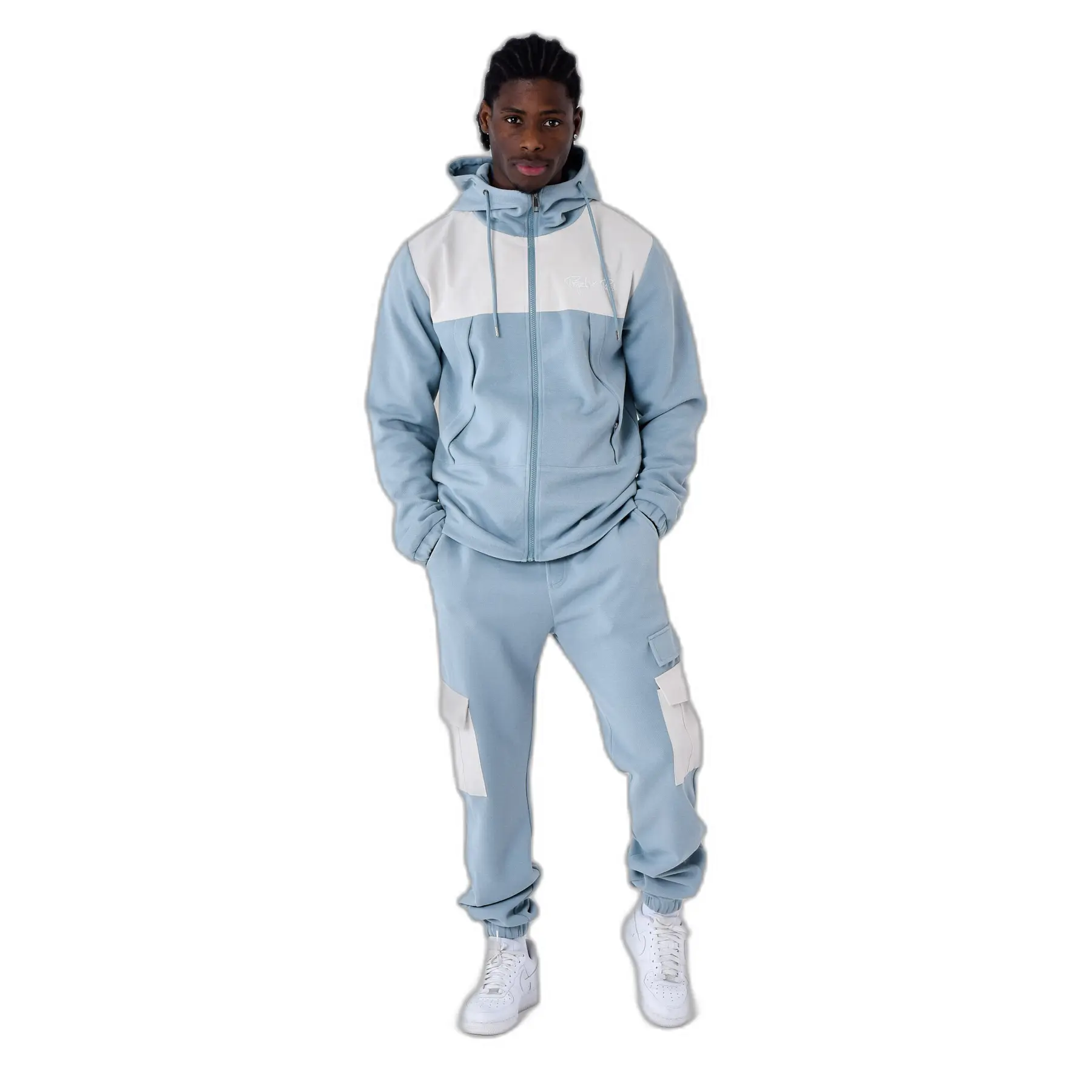 3665957182321 - Sweatshirt Zipper mit Kapuze aus zwei Materialien Nid DAbeille