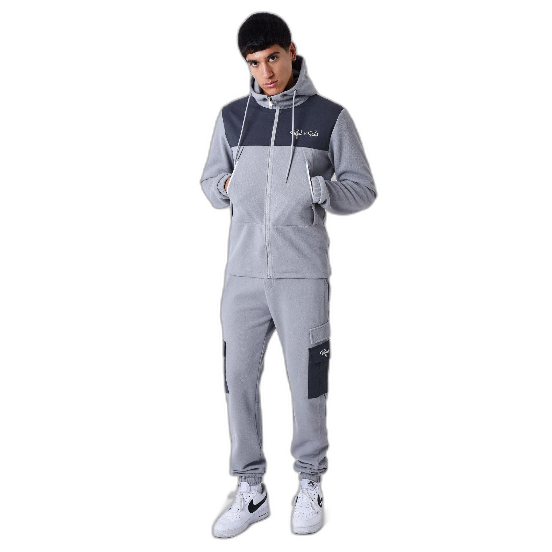 3665957182260 - Sweatshirt Zipper mit Kapuze aus zwei Materialien Nid DAbeille