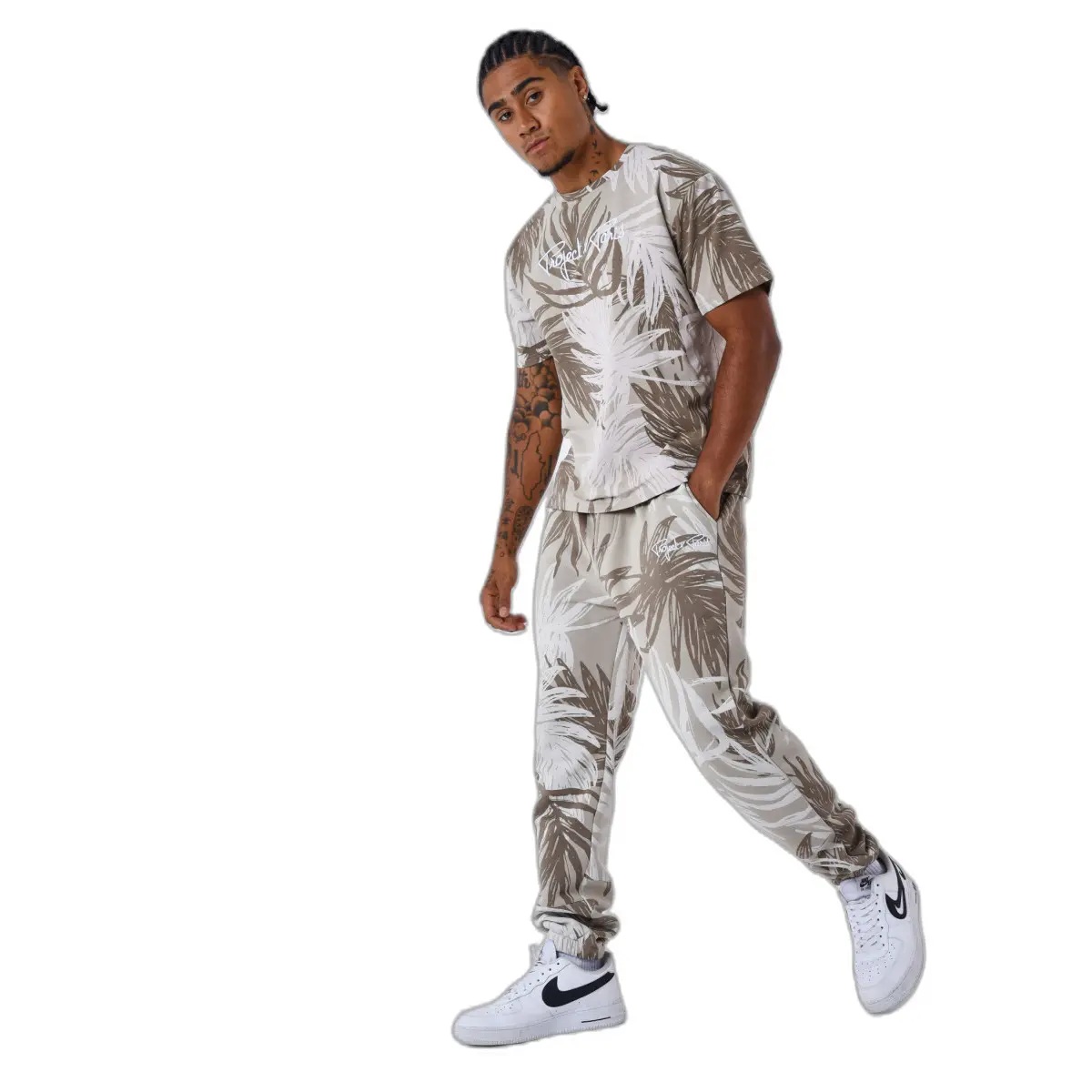 Pantaloni da jogging con motivo foglie di palma