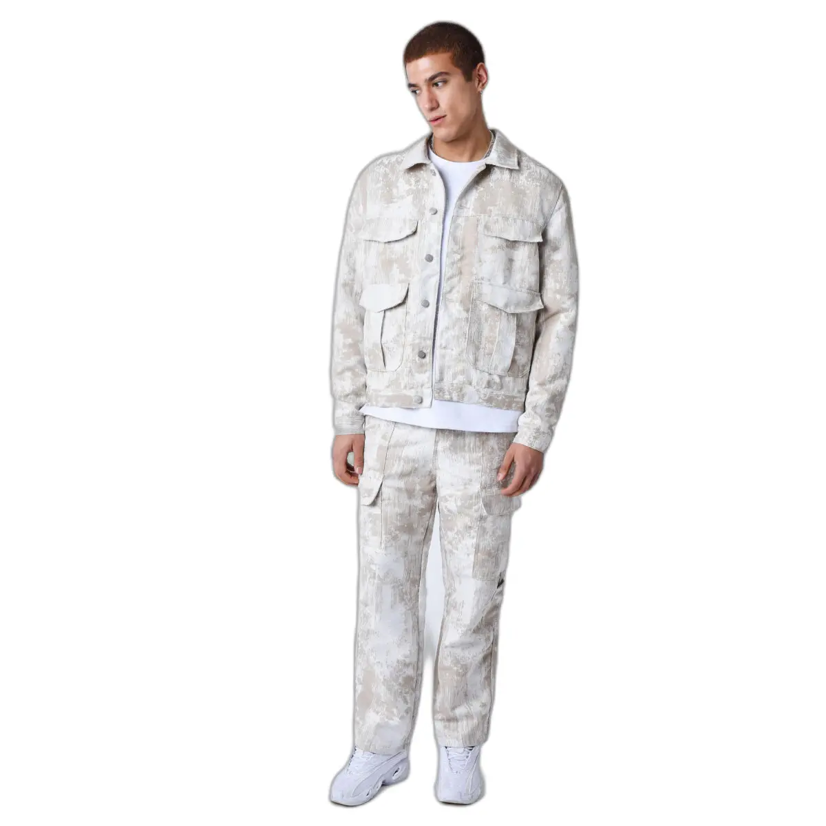 3665957356401 - Jacke mit Taschen aus abstraktem Stoff 1