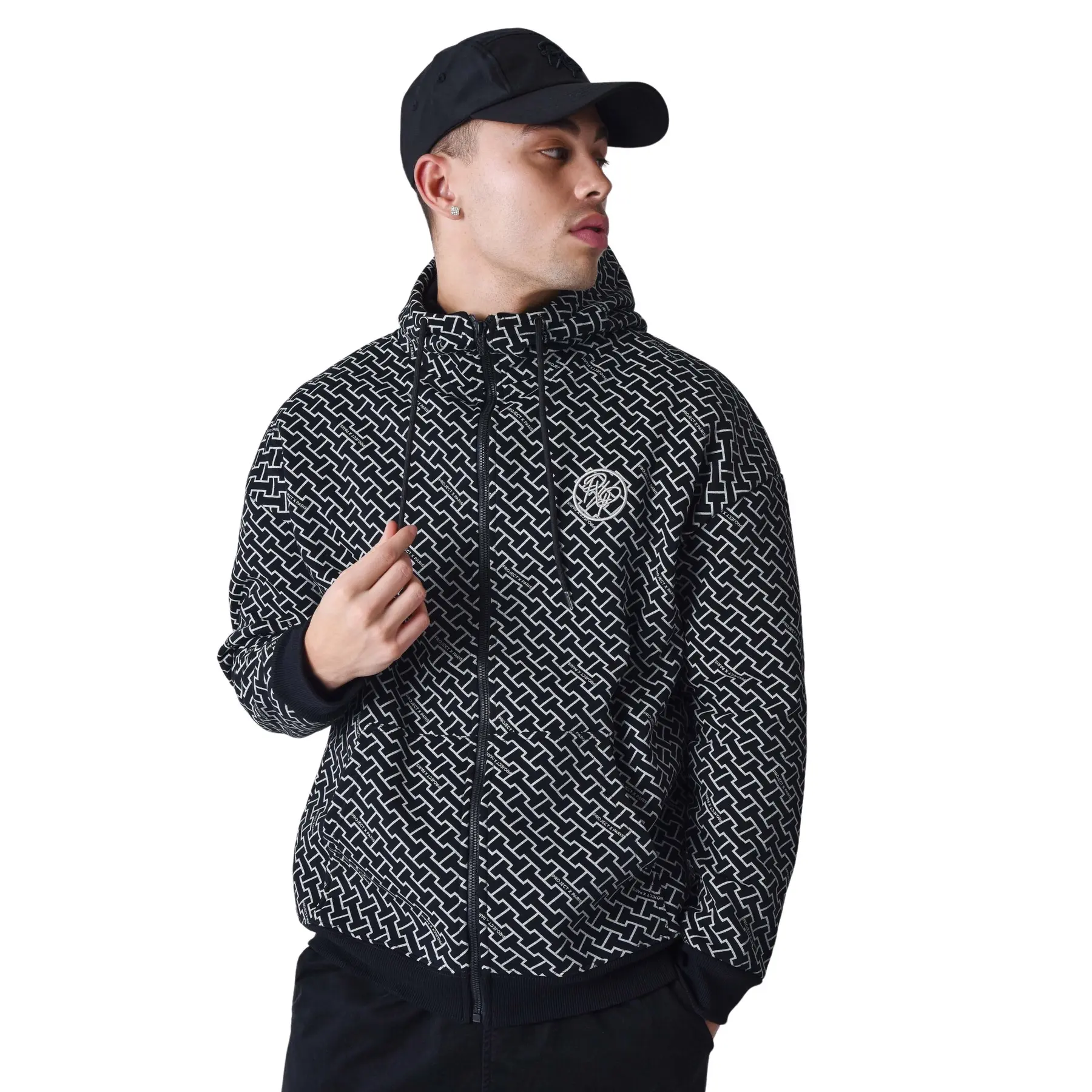 3665957247037 - Reißverschluss-Hoodie mit Monogramm-Print Project X Paris