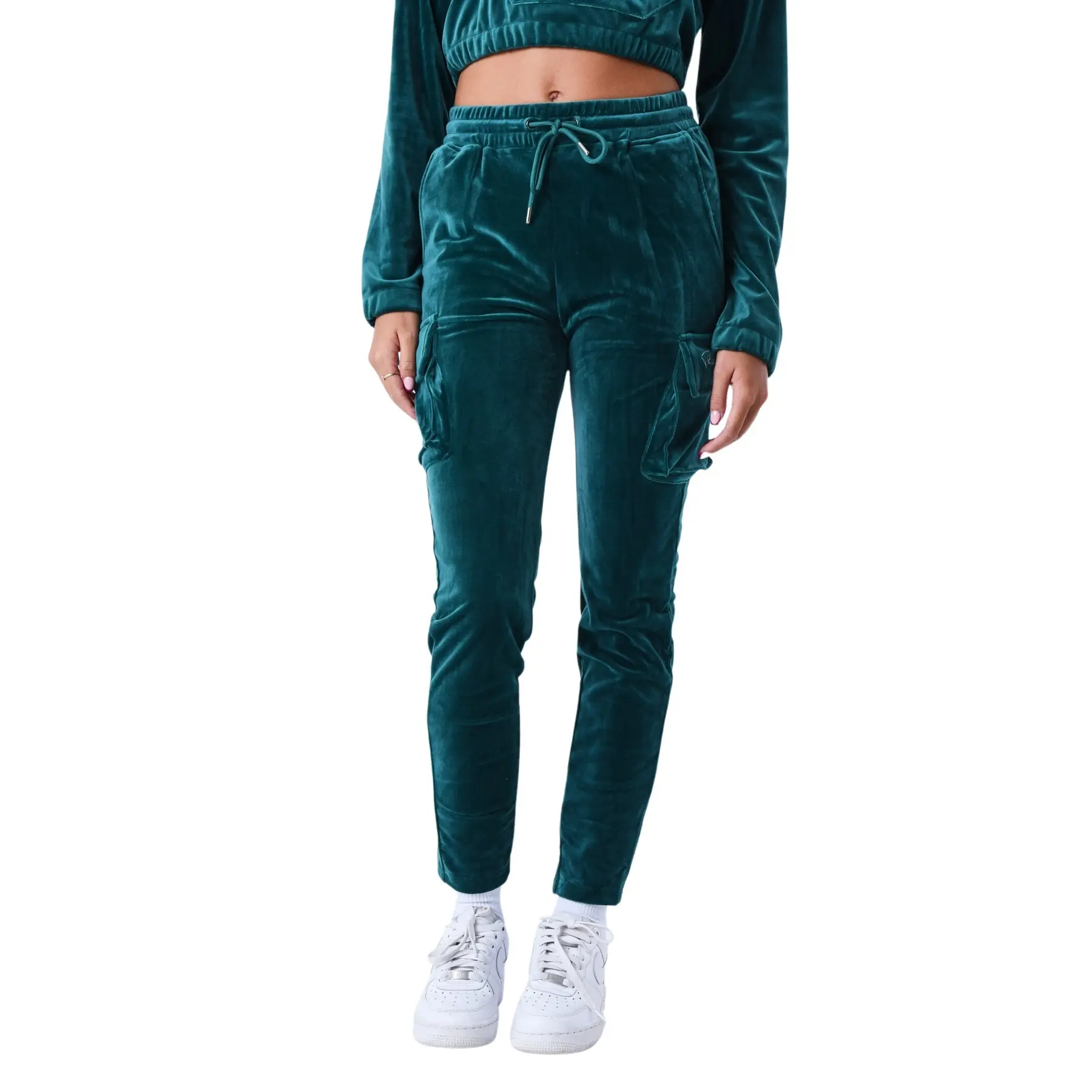 Pantaloni da jogging cargo in velluto donna