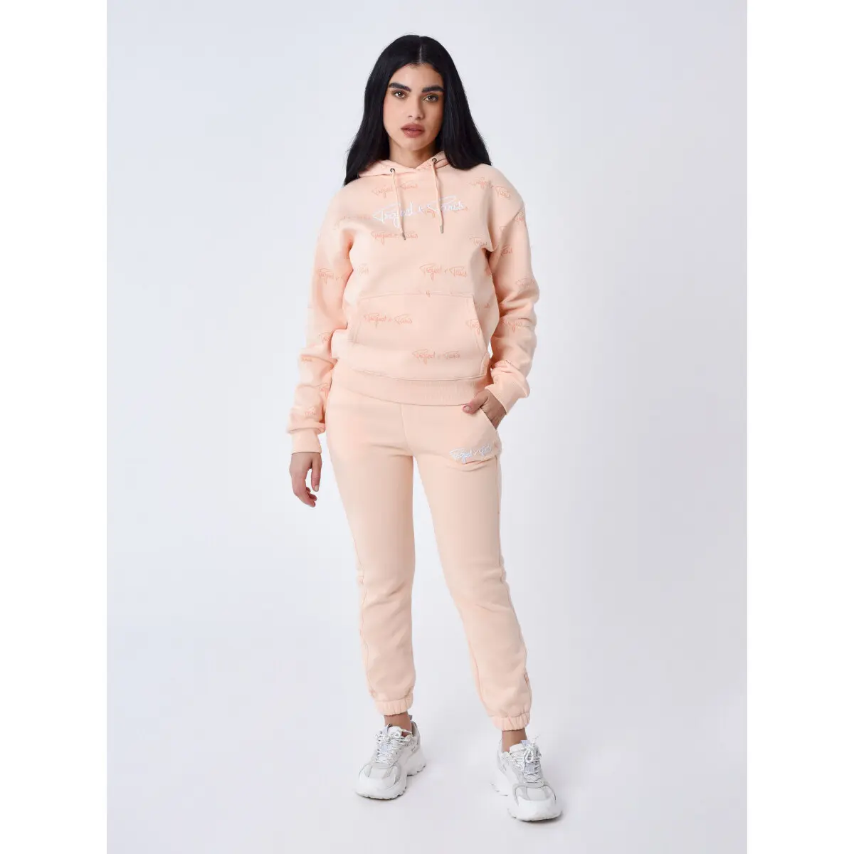 Felpa con cappuccio da donna  all over signature