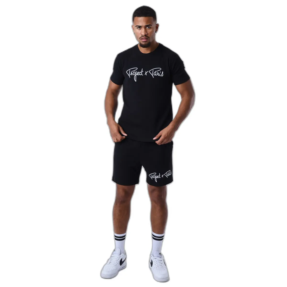 Pantaloncini con logo ricamato e firma  Waffle