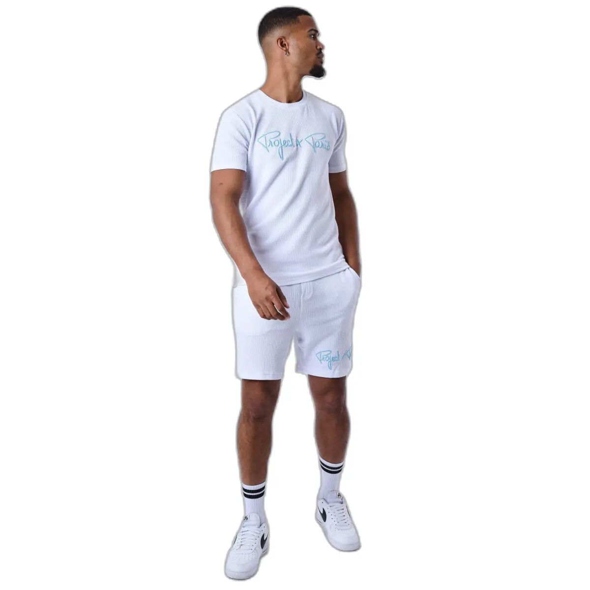 Pantaloncini con logo ricamato e firma  Waffle