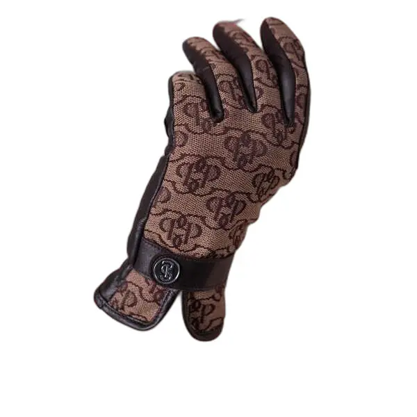 Ps Of Sweden Marron Leather Riding Gloves Woman Monogram