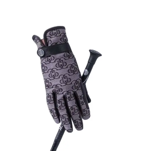 Ps Of Sweden Noir Leather Riding Gloves Woman Monogram