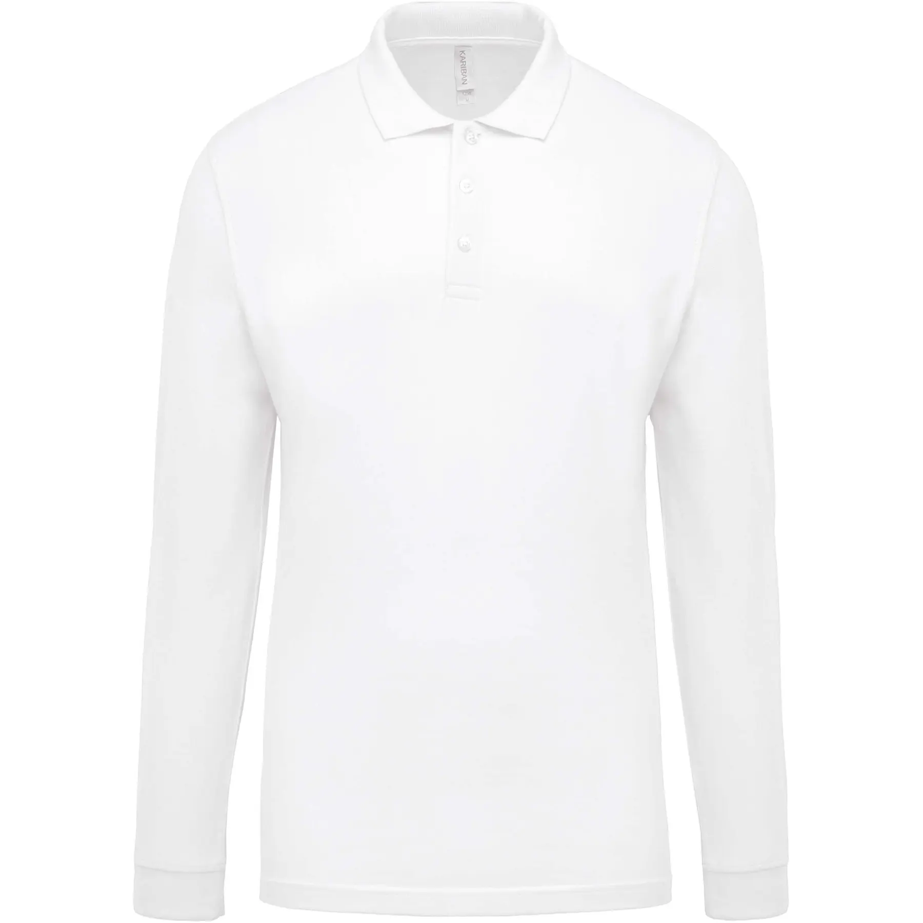 Langarm-Poloshirt Kariban blanc