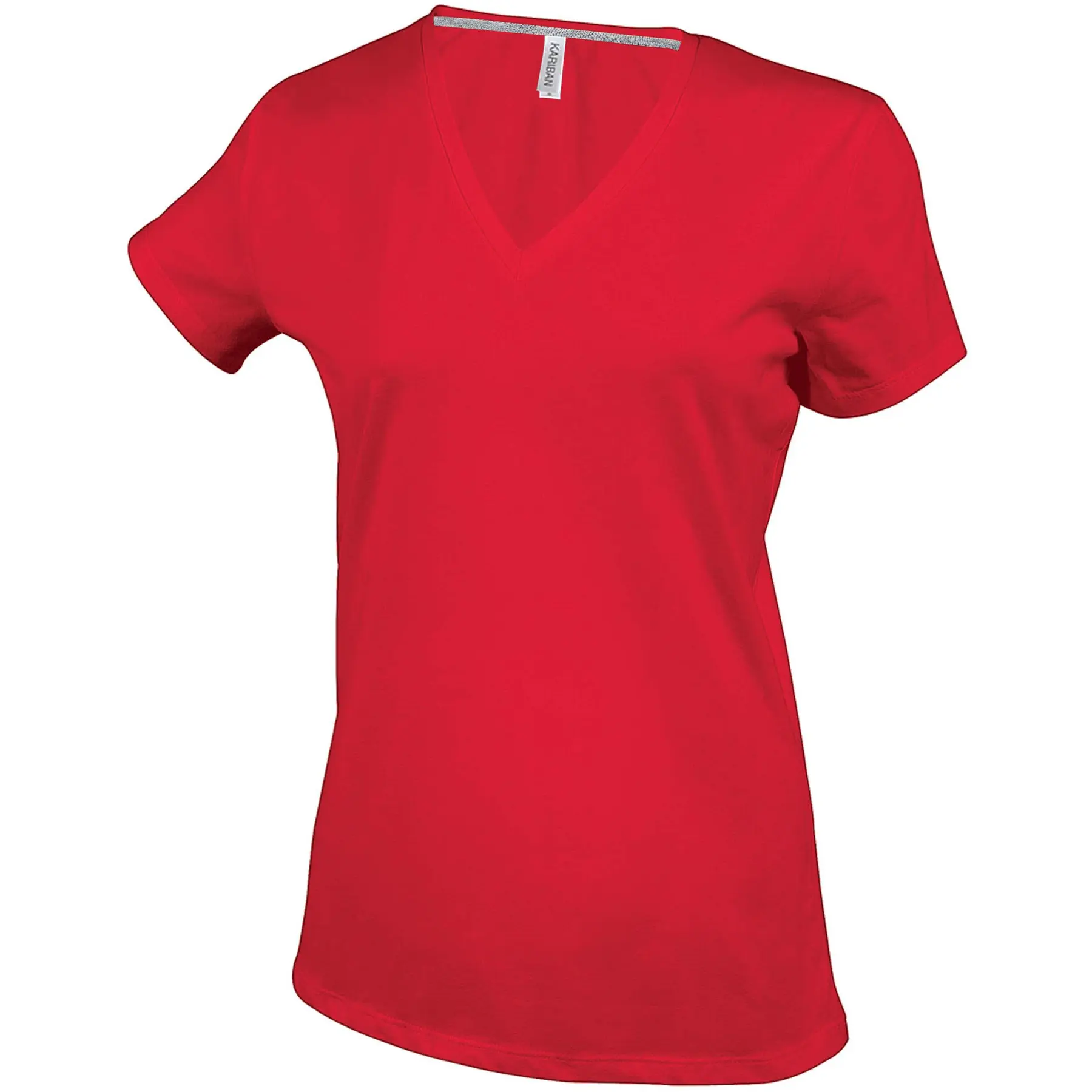 Schmal Geschnittenes Damen-T-Shirt Kariban V-Ausschnitt