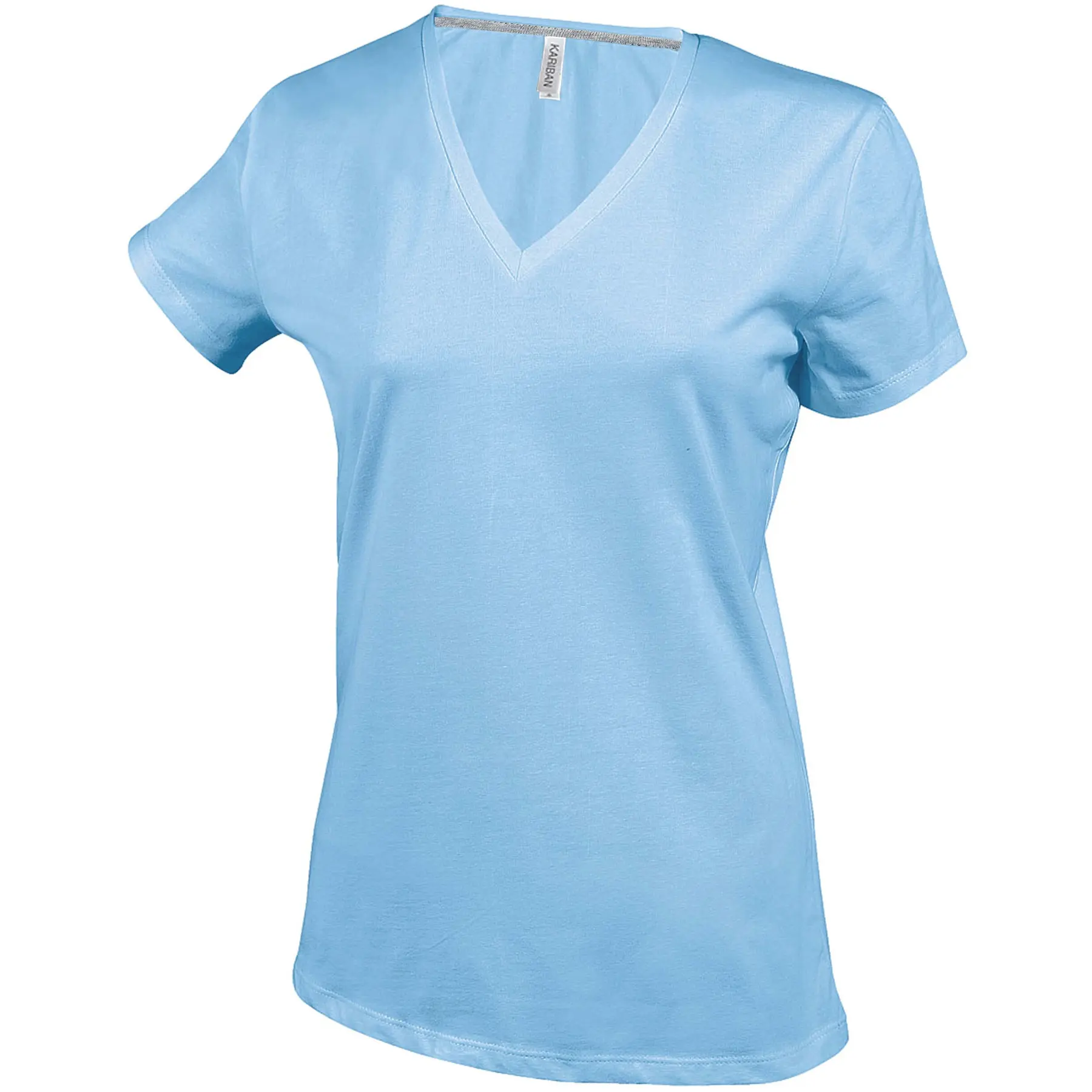 Damen T-Shirt Tailliert Kariban Col V