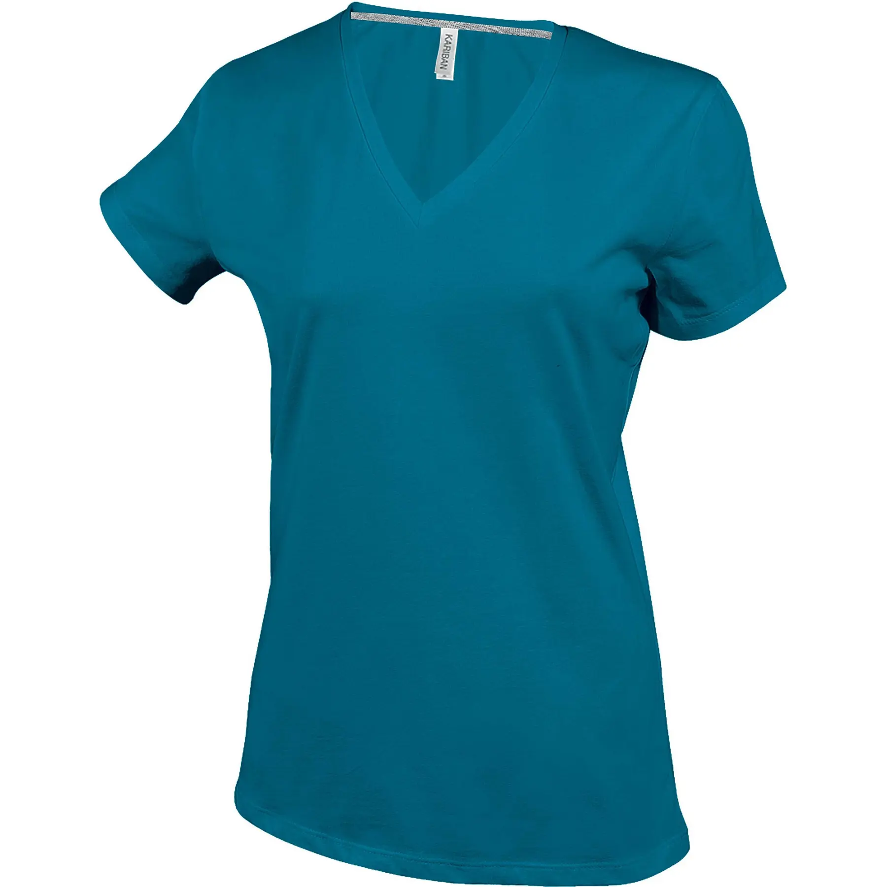 Damen T-Shirt Tailliert Kariban Col V