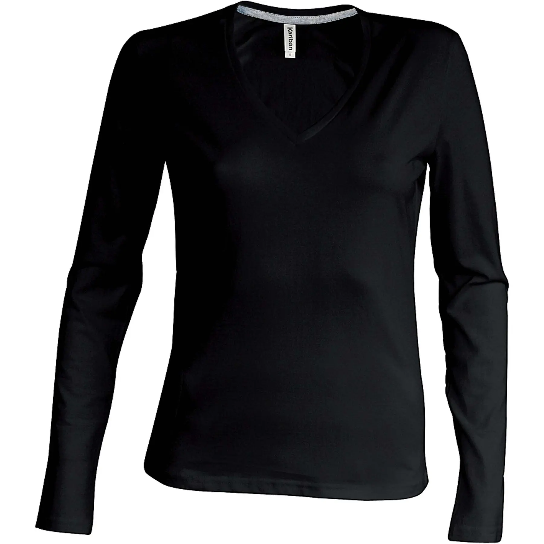 T-Shirt Mit Langen Ärmeln Damen Kariban Col V