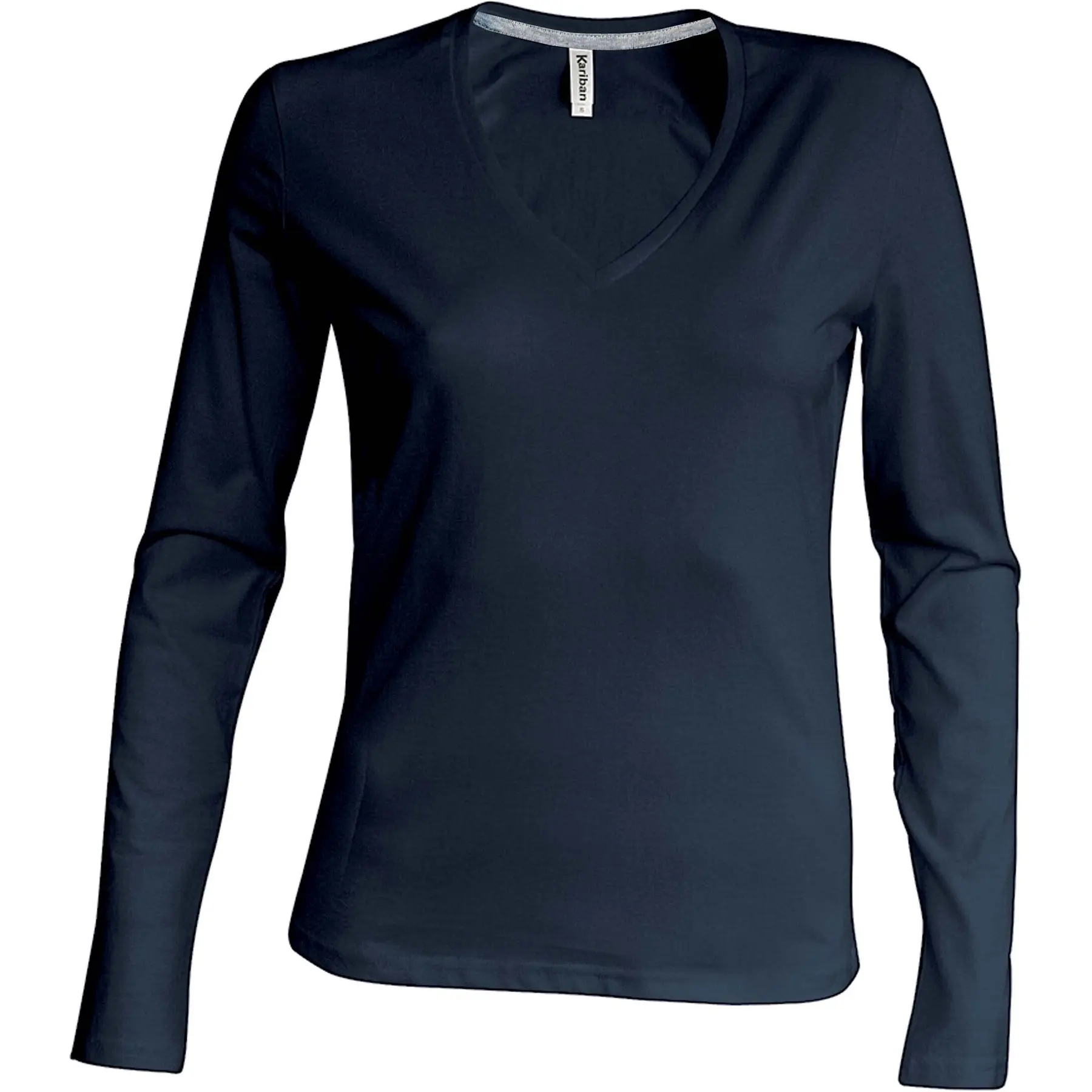 T-Shirt Mit Langen Ärmeln Damen Kariban Col V