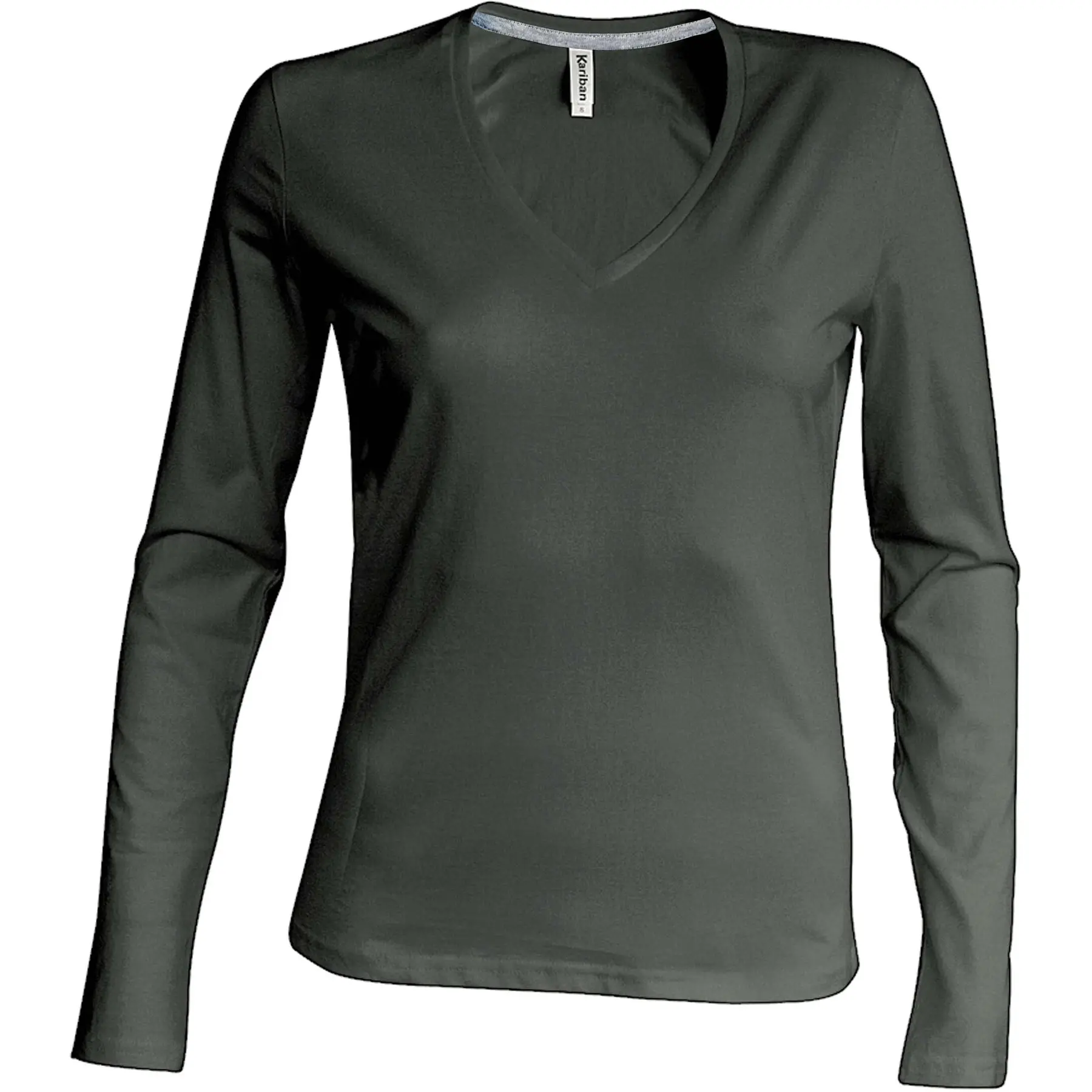 T-Shirt Mit Langen Ärmeln Damen Kariban Col V