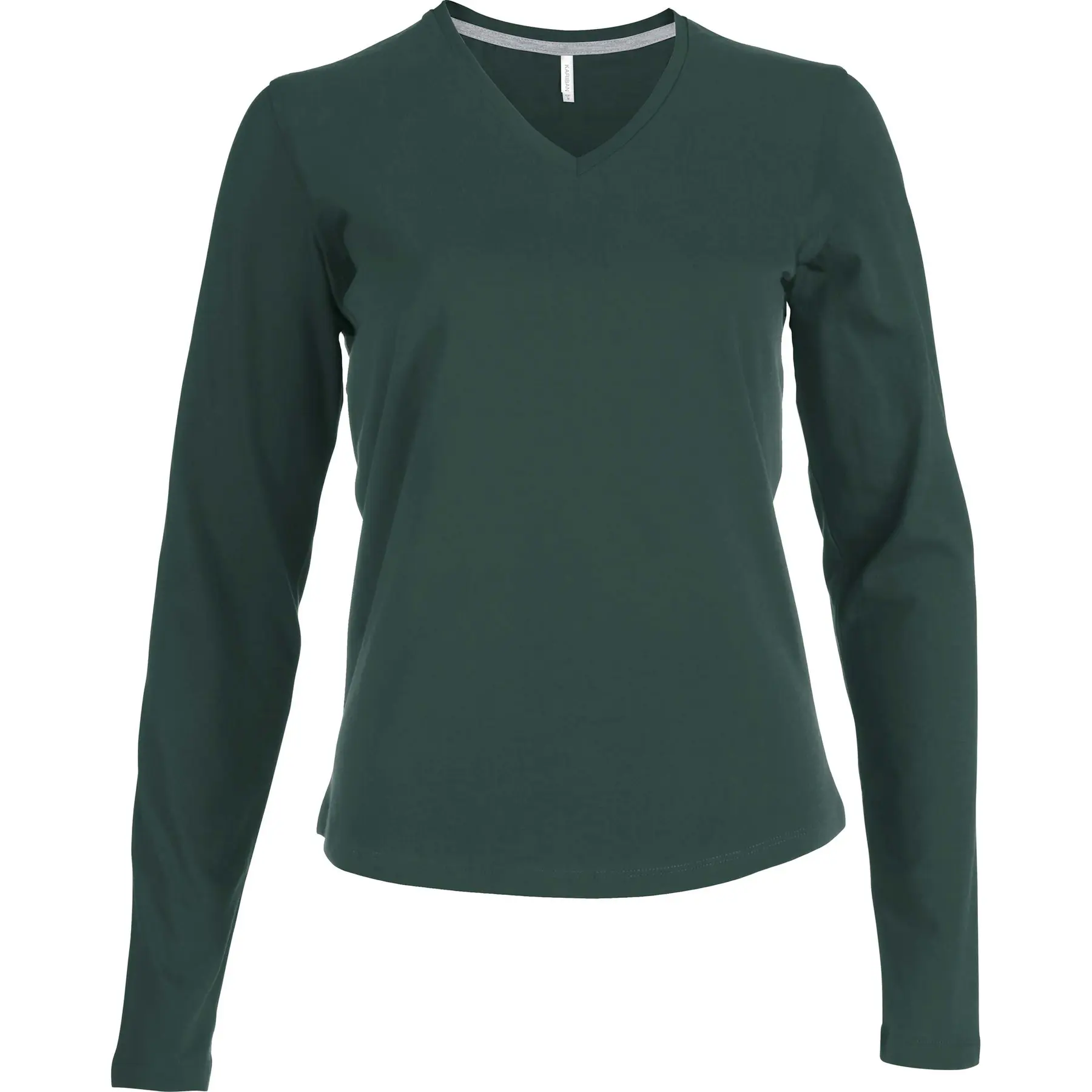 T-Shirt Mit Langen Ärmeln Damen Kariban Col V