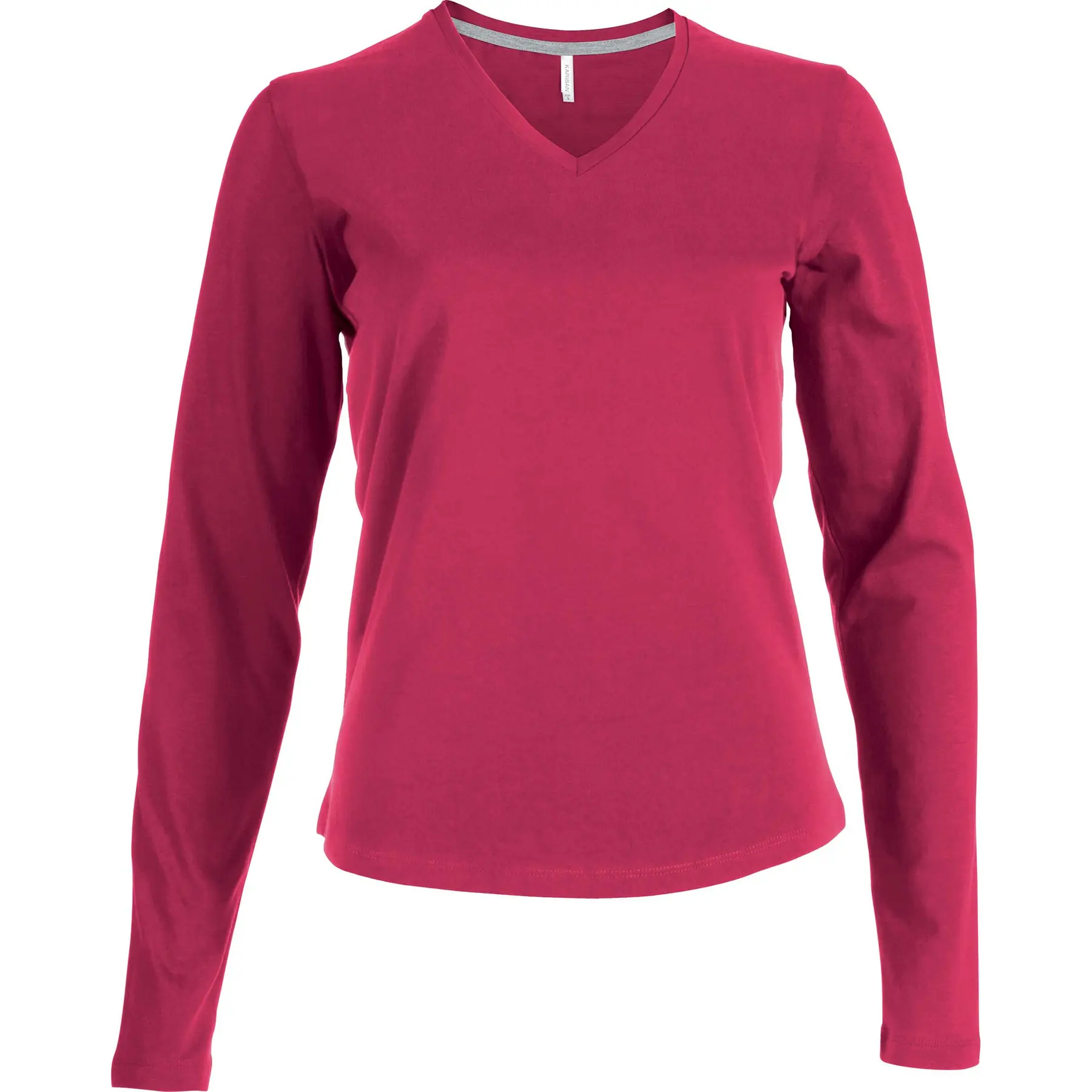 T-Shirt Mit Langen Ärmeln Damen Kariban Col V