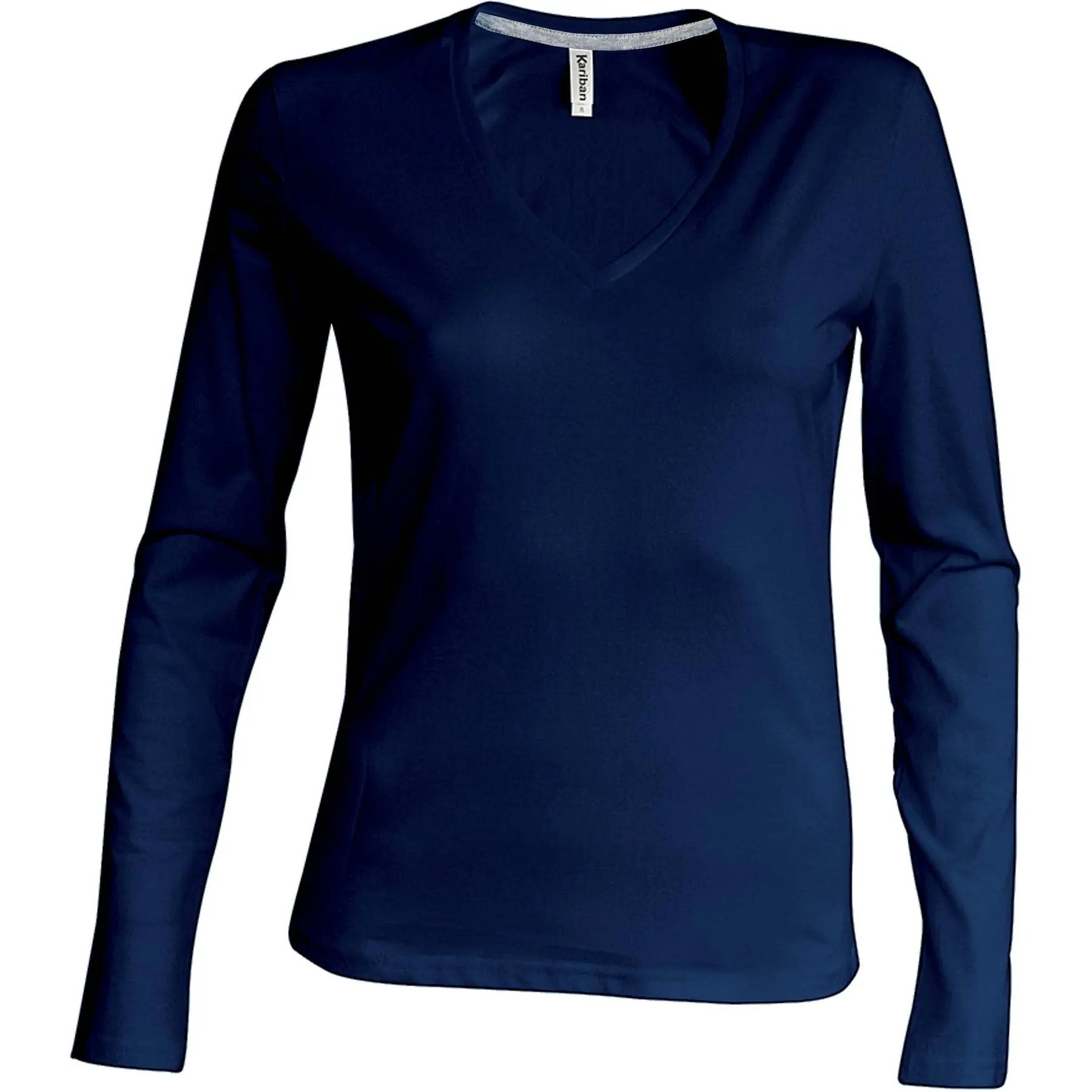 T-Shirt Mit Langen Ärmeln Damen Kariban Col V