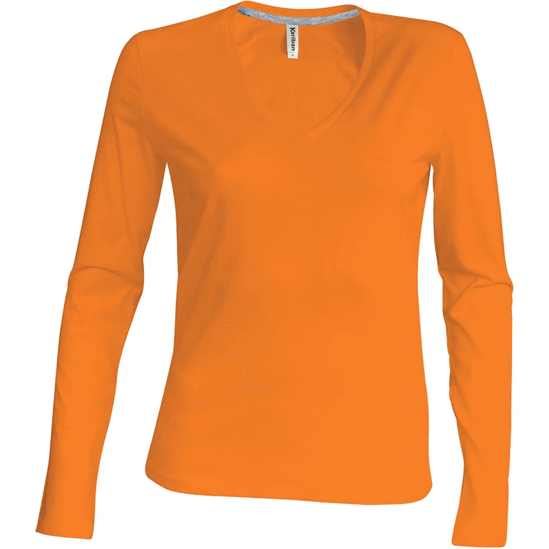 T-Shirt Mit Langen Ärmeln Damen Kariban Col V