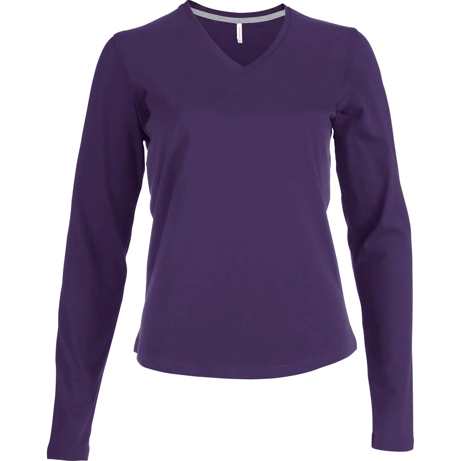 T-Shirt Mit Langen Ärmeln Damen Kariban Col V