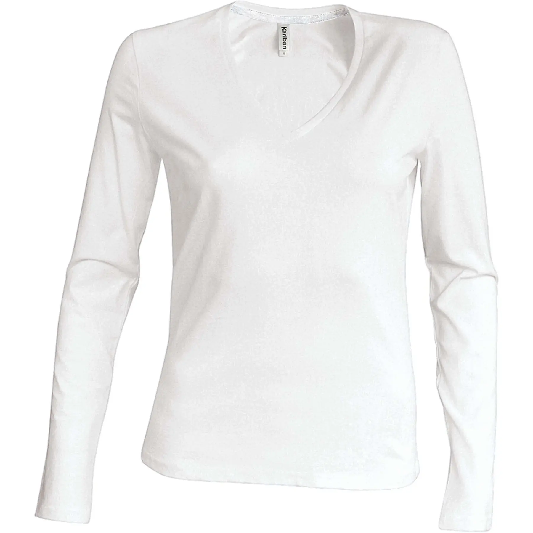 T-Shirt Mit Langen Ärmeln Damen Kariban Col V
