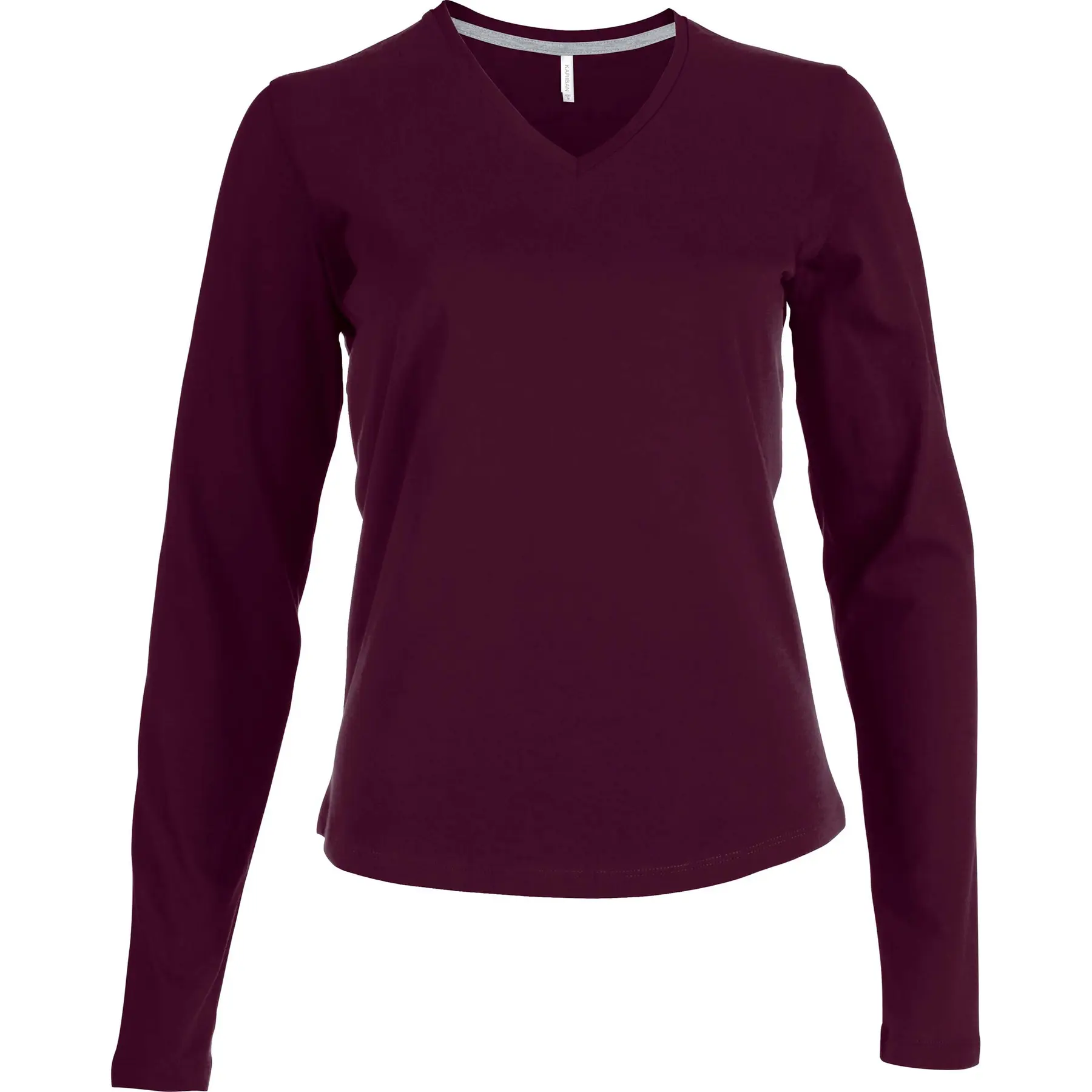 T-Shirt Mit Langen Ärmeln Damen Kariban Col V