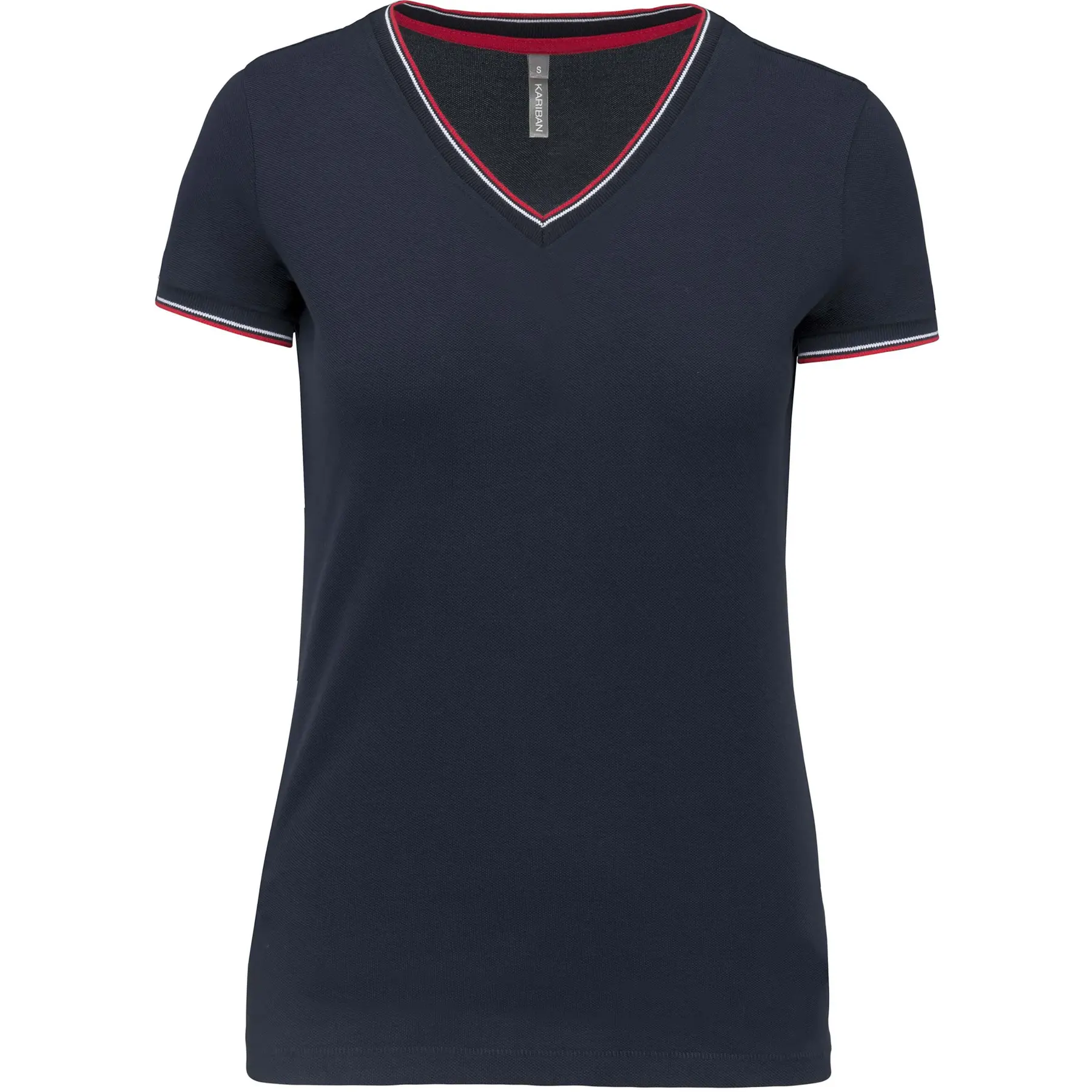 Damen-T-Shirt Kariban Maille Piquée V-Ausschnitt