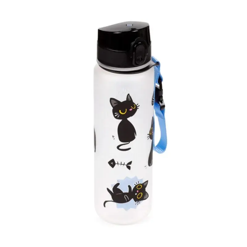 Puckator Unisex Blanc Water Bottle Lucky Le Chat Noir