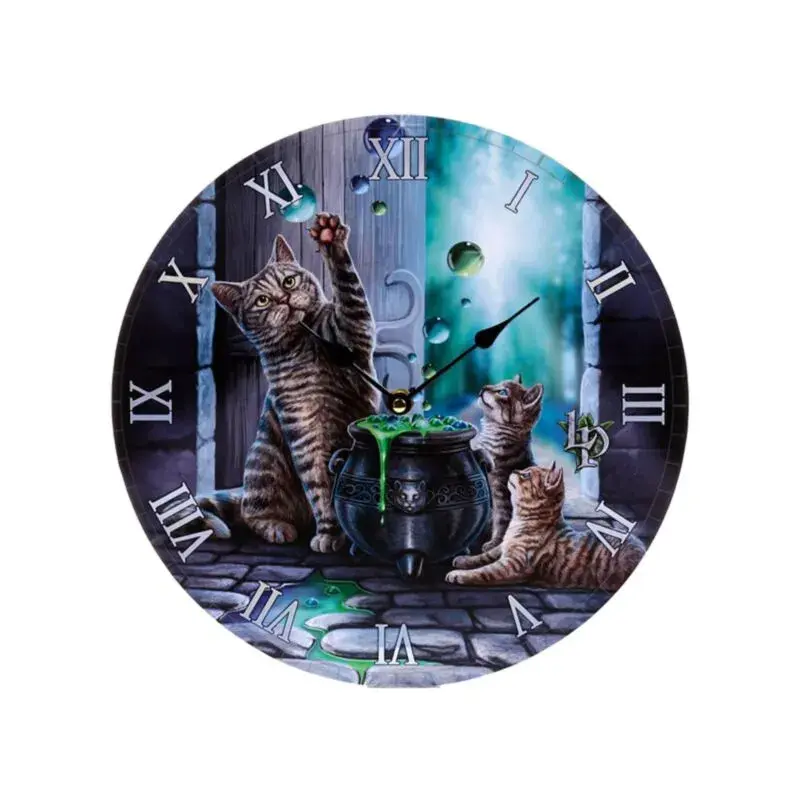 Puckator Multicolore Cat And Kittens Playing With Bubbles Clock Lisa Parker