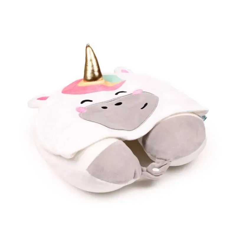 Puckator Unisex Blanc 2 In 1 Hooded Travel Pillow Astra The Unicorn Hoodeazzz