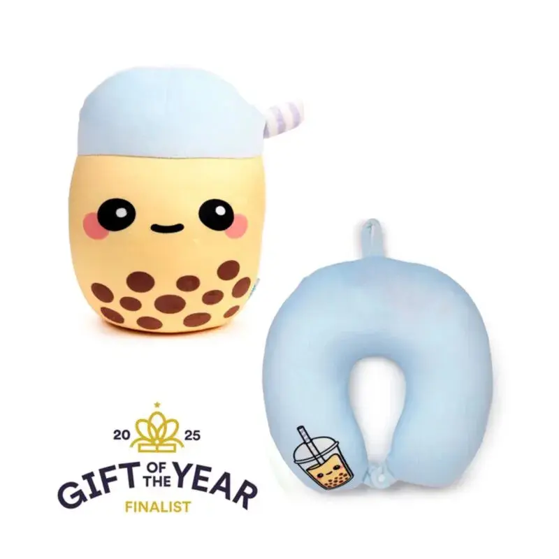 Puckator Unisex Jaune Travel Cushion Foodiemals Boba Le Bubble Tea Swapseazzz