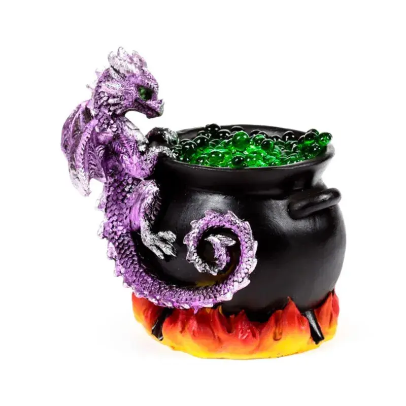 Puckator Noir Dragon Figurine Decor And Led Cauldron Dragons Elementaires