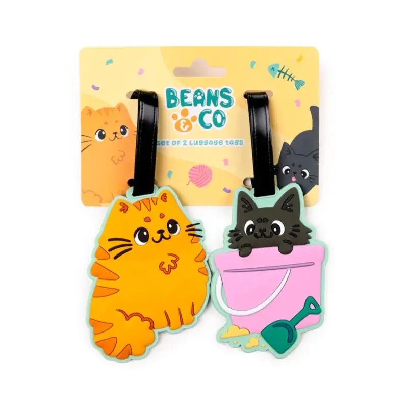 Puckator Unisex Kids Multicolore Pvc Luggage Tags For Children Beans & Co (X2)