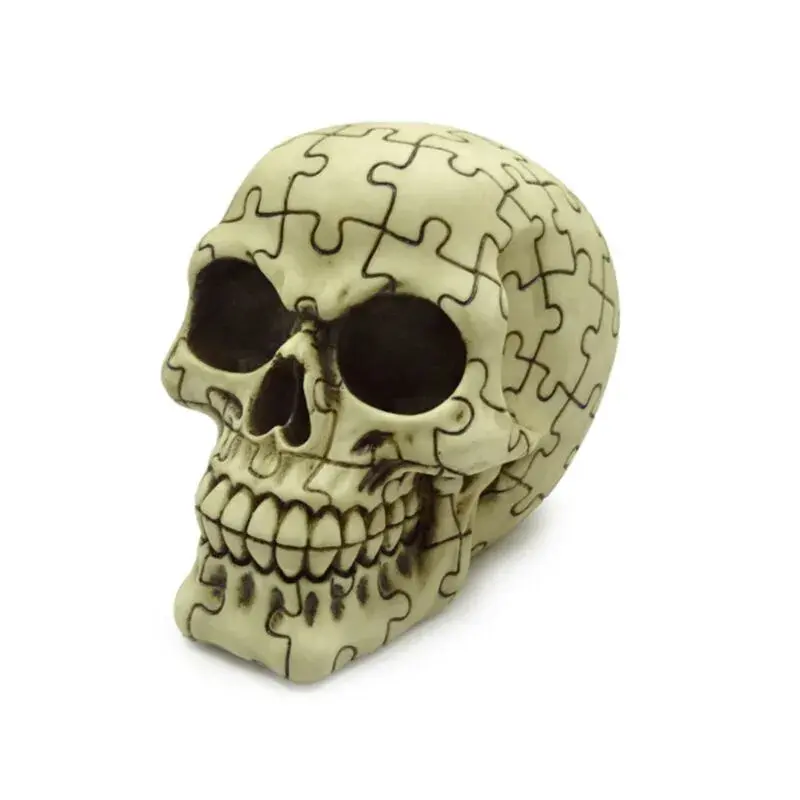Puckator Beige Puzzle Pattern Skull Decorative Figurine