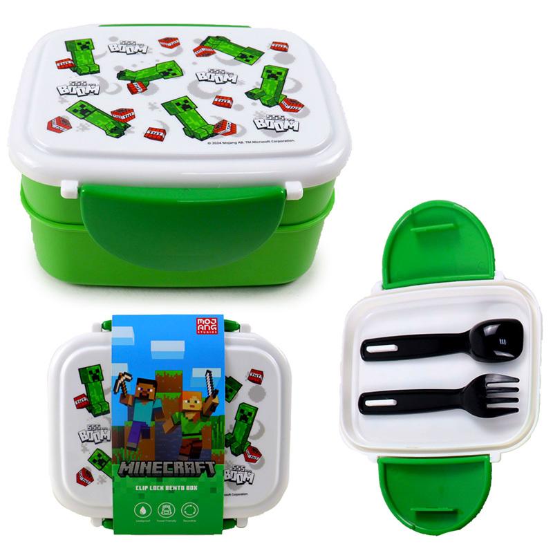 5055071792618 - Unterteilte Lunchbox mit Besteck minecraft creeper &  tnt Puckator