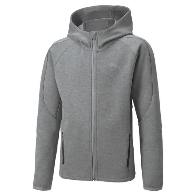 Puma Boys Gris Full Zip Hoodie For Kids Evostripe B