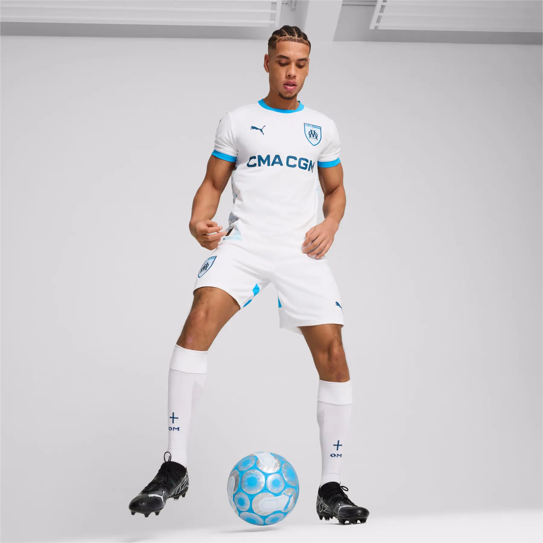 OM - Maillot De Foot M24091C Bleu Clair Bleu Marine