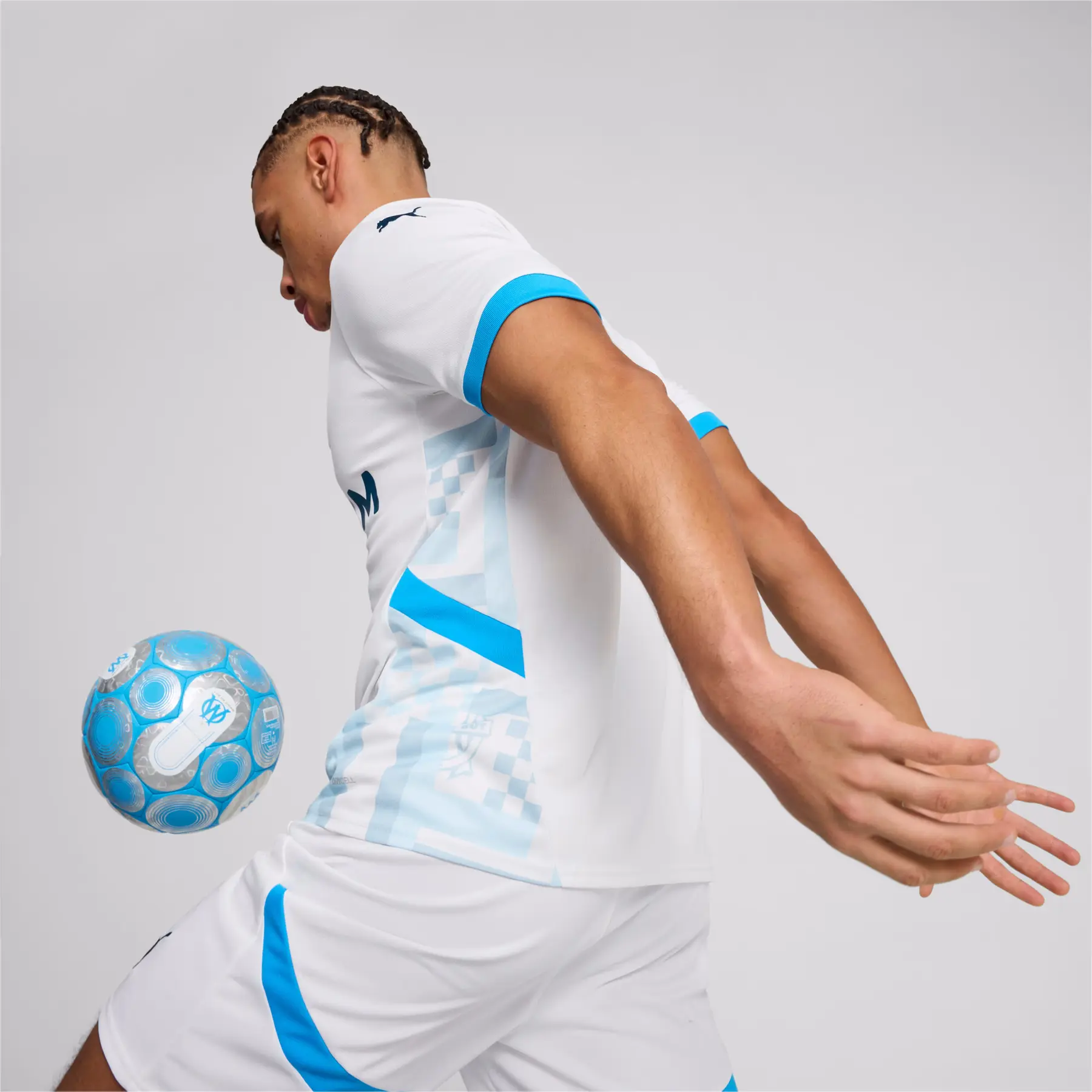 PUMA KUMAMOTO OHZU サッカーシャツ 青 白 PUMA 熊本大津高校 サッカー部 練習用ユニフォーム 上下セット 白