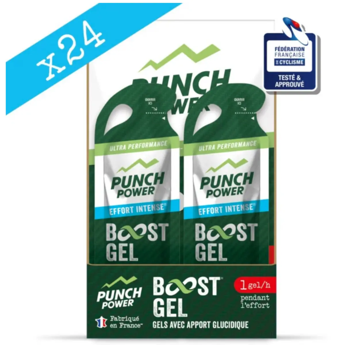 Punch Power Vert Caffeine Guarana Energy Gel - Cola (Lemon Intense Effort) Gel Énergétique (X24)
